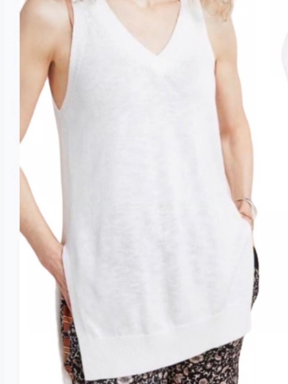 By Anthropologie Desmond Knit Tunic Sweater Vest Ivory White Size XS
